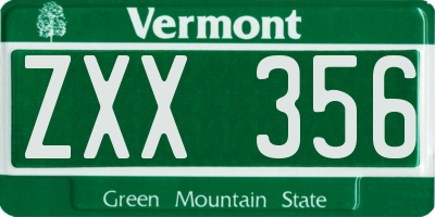 VT license plate ZXX356