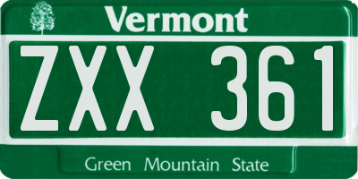 VT license plate ZXX361