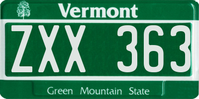 VT license plate ZXX363