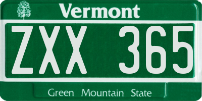 VT license plate ZXX365