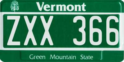 VT license plate ZXX366