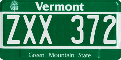 VT license plate ZXX372