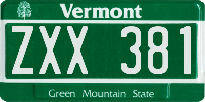 VT license plate ZXX381