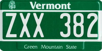 VT license plate ZXX382