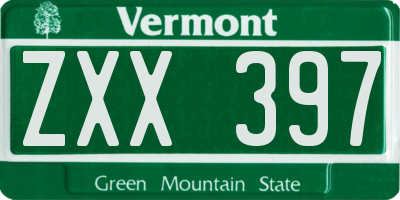VT license plate ZXX397