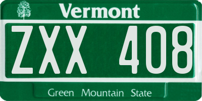 VT license plate ZXX408