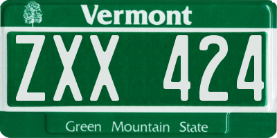 VT license plate ZXX424
