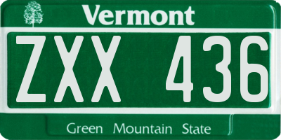 VT license plate ZXX436
