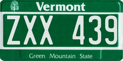 VT license plate ZXX439