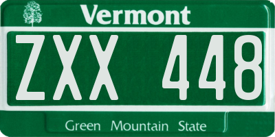 VT license plate ZXX448