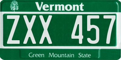 VT license plate ZXX457