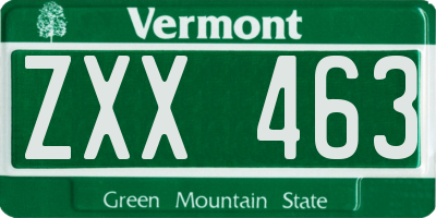 VT license plate ZXX463