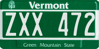 VT license plate ZXX472