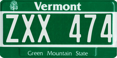 VT license plate ZXX474