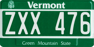 VT license plate ZXX476