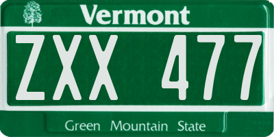 VT license plate ZXX477