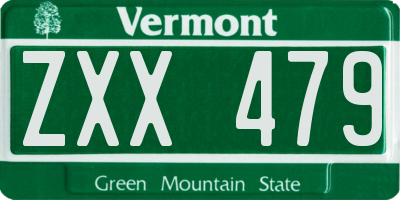 VT license plate ZXX479