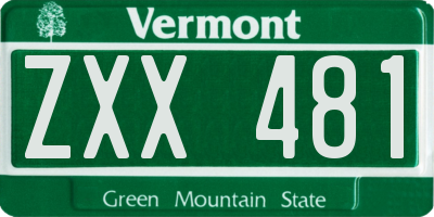 VT license plate ZXX481
