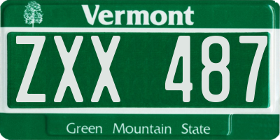 VT license plate ZXX487