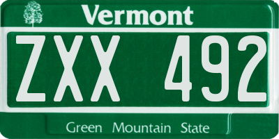 VT license plate ZXX492