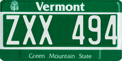 VT license plate ZXX494