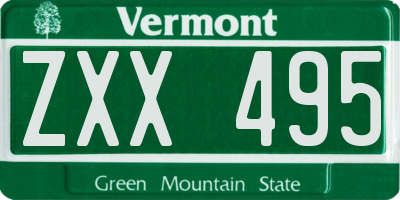 VT license plate ZXX495