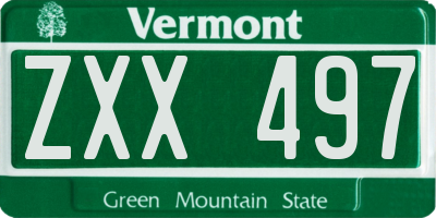 VT license plate ZXX497