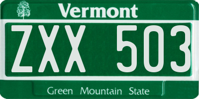 VT license plate ZXX503