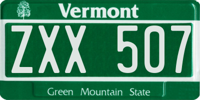 VT license plate ZXX507