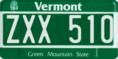 VT license plate ZXX510