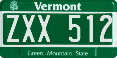 VT license plate ZXX512