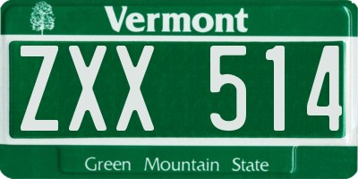 VT license plate ZXX514