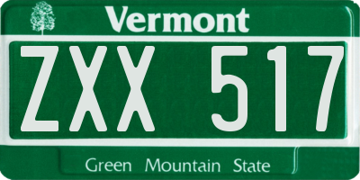 VT license plate ZXX517