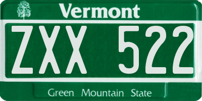 VT license plate ZXX522
