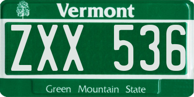 VT license plate ZXX536