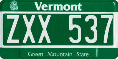 VT license plate ZXX537