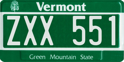 VT license plate ZXX551