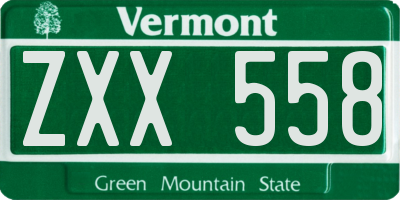 VT license plate ZXX558