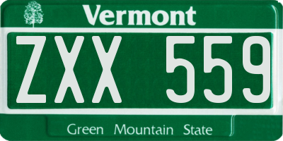 VT license plate ZXX559