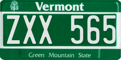 VT license plate ZXX565