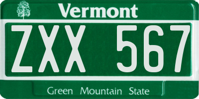 VT license plate ZXX567