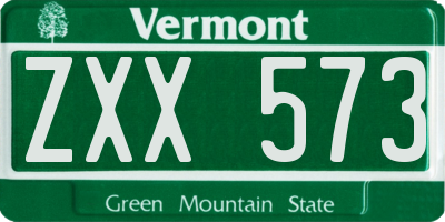 VT license plate ZXX573