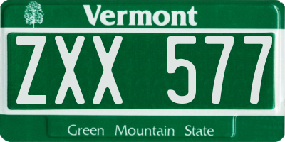 VT license plate ZXX577
