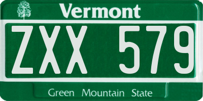 VT license plate ZXX579