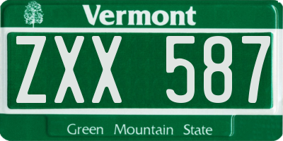 VT license plate ZXX587