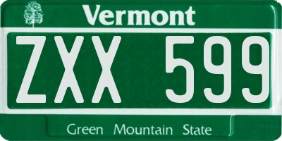 VT license plate ZXX599