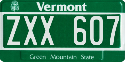 VT license plate ZXX607