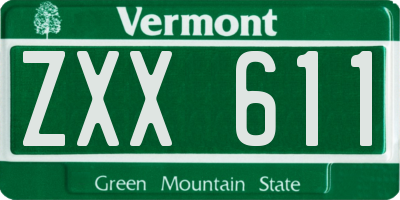 VT license plate ZXX611