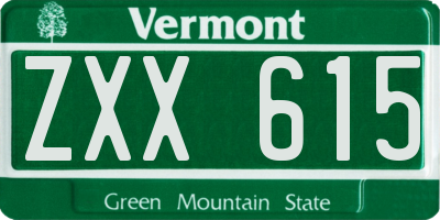 VT license plate ZXX615