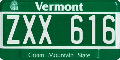 VT license plate ZXX616